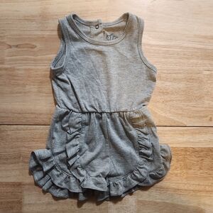 6-9 Months Baby Girl Grey Romper with Ruffles